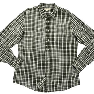 John Varvatos Star USA Slim Fit Shirt Raw Edge Button Up Mens XL Green Plaid Vtg